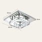 Plafonnier LED carré en métal chromé et verre facetté
