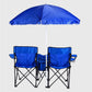 Chaise de camping double pliable avec glacière et parasol