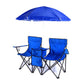 Chaise de camping double pliable avec glacière et parasol