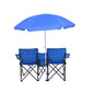 Chaise de camping double pliable avec glacière et parasol