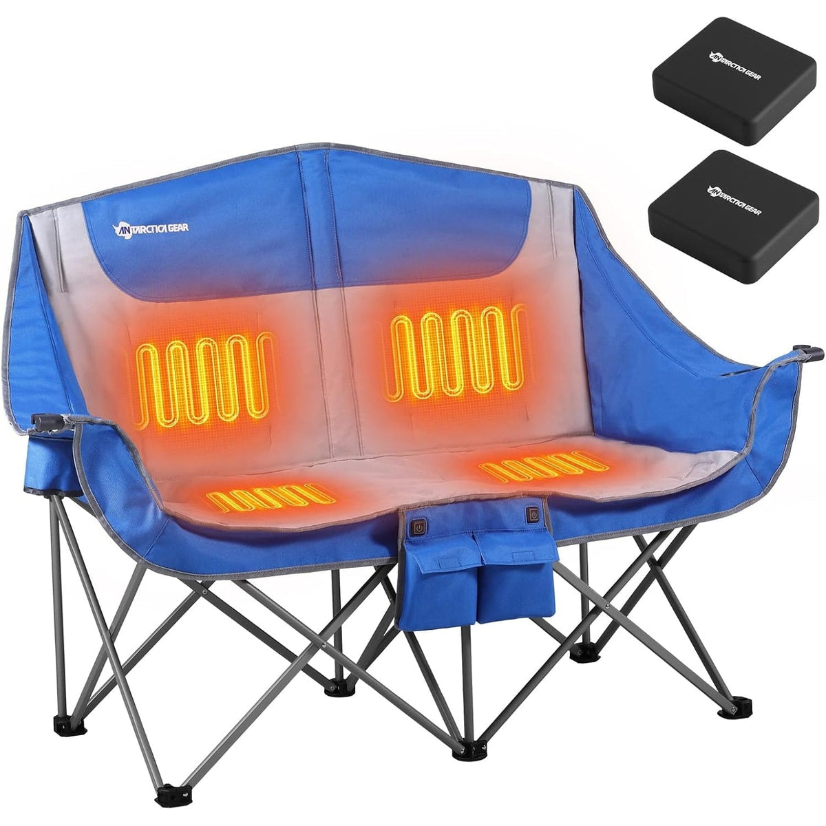 Chaise double de camping pliable à sièges chauffants