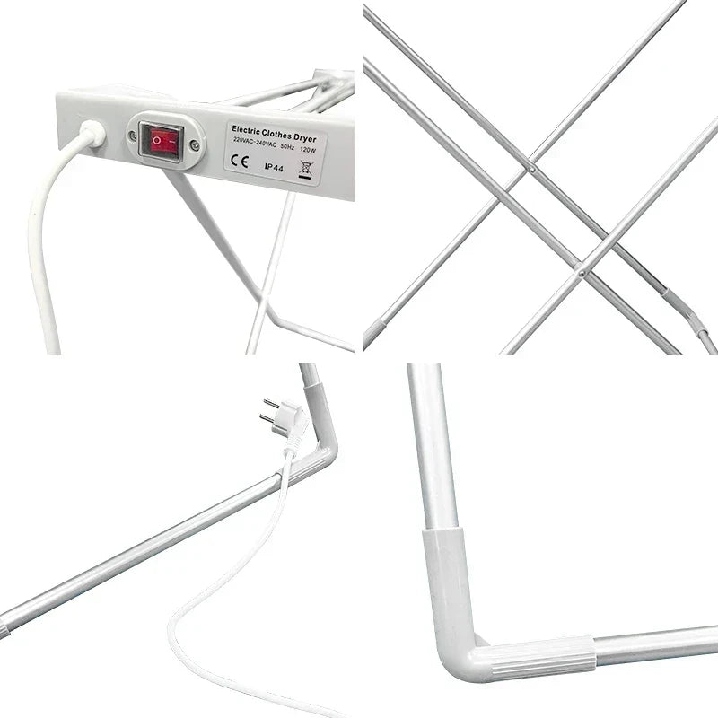 Étendoir chauffant électrique pliable 120 W à prise européenne