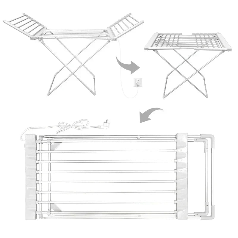 Étendoir chauffant électrique pliable 120 W à prise européenne