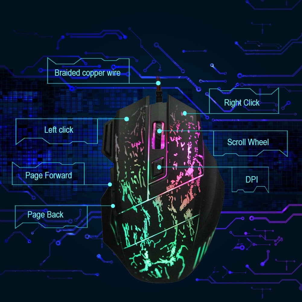 Souris optique USB à éclairage RVB et câble tressé