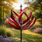 Moulin à vent de jardin en métal en forme de lotus