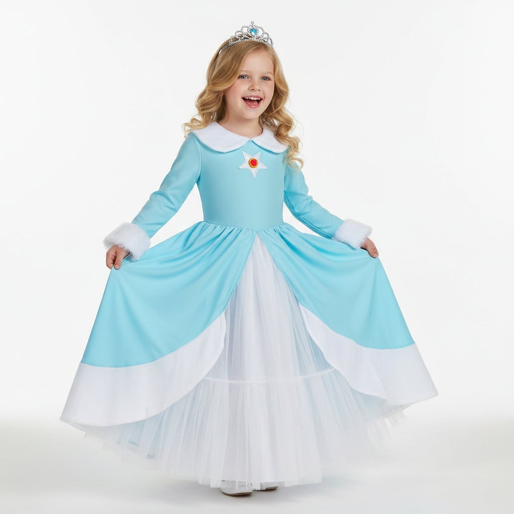 Robe de déguisement enfant bleu clair à manches longues