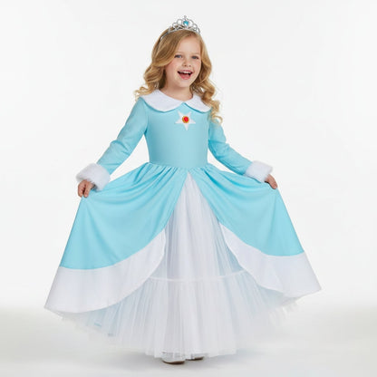 Robe de déguisement enfant bleu clair à manches longues
