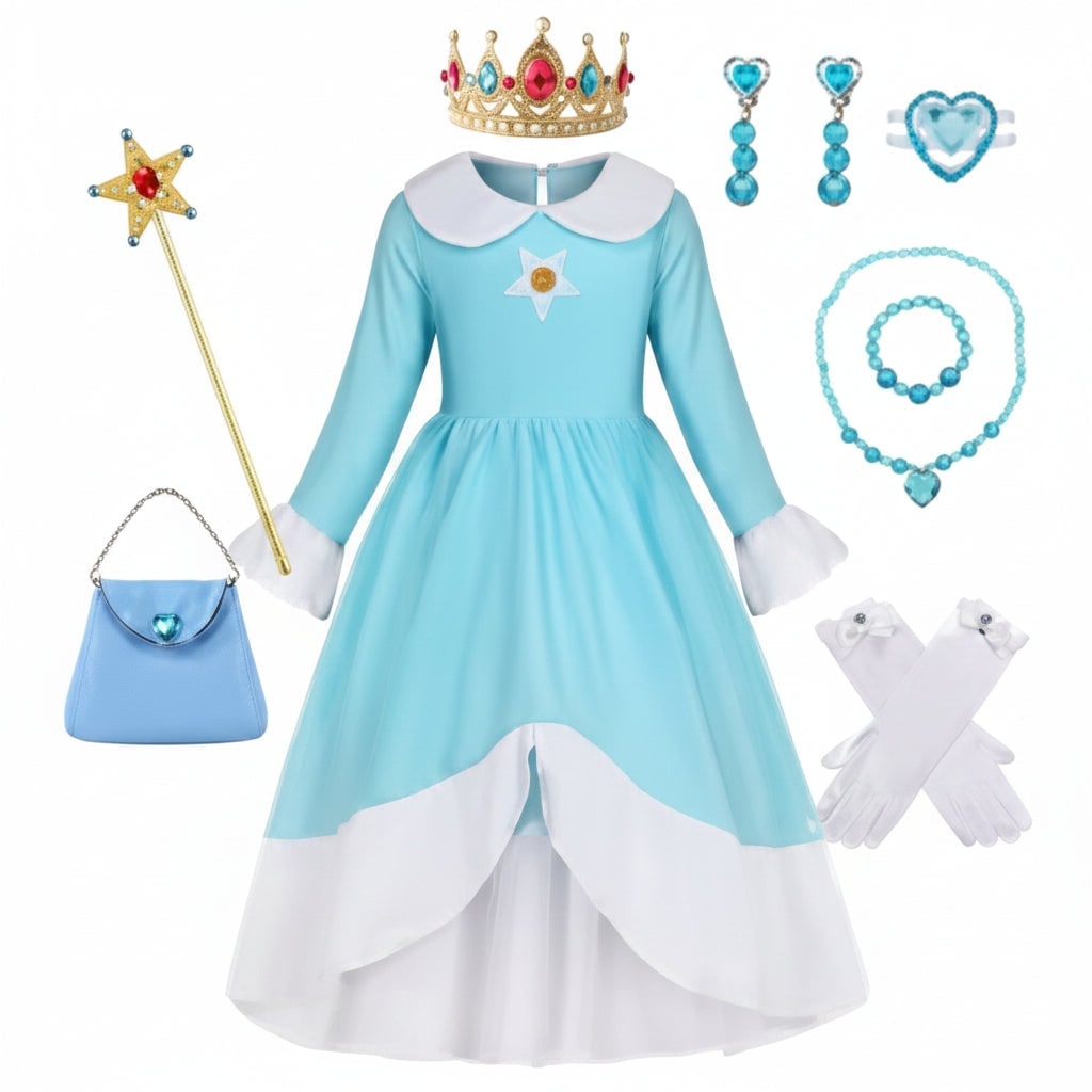 Robe de déguisement enfant bleu clair à manches longues