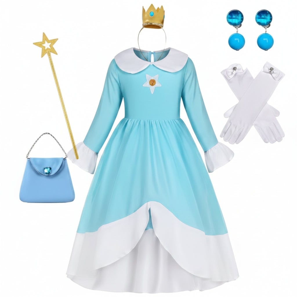 Robe de déguisement enfant bleu clair à manches longues