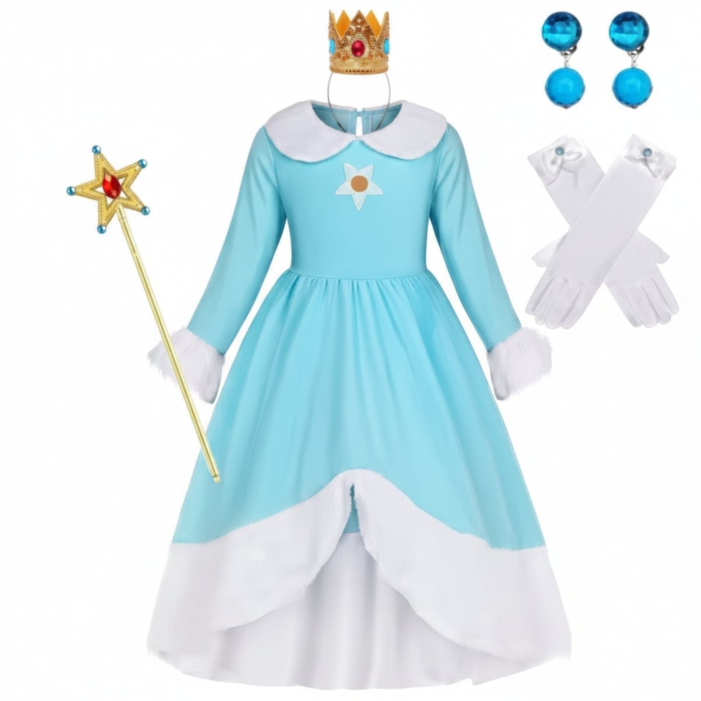 Robe de déguisement enfant bleu clair à manches longues
