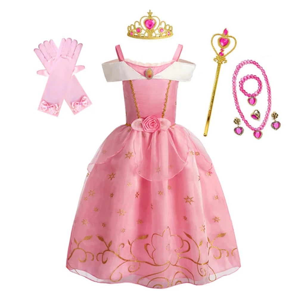 Robe de princesse enfant à jupe en tulle et accessoires