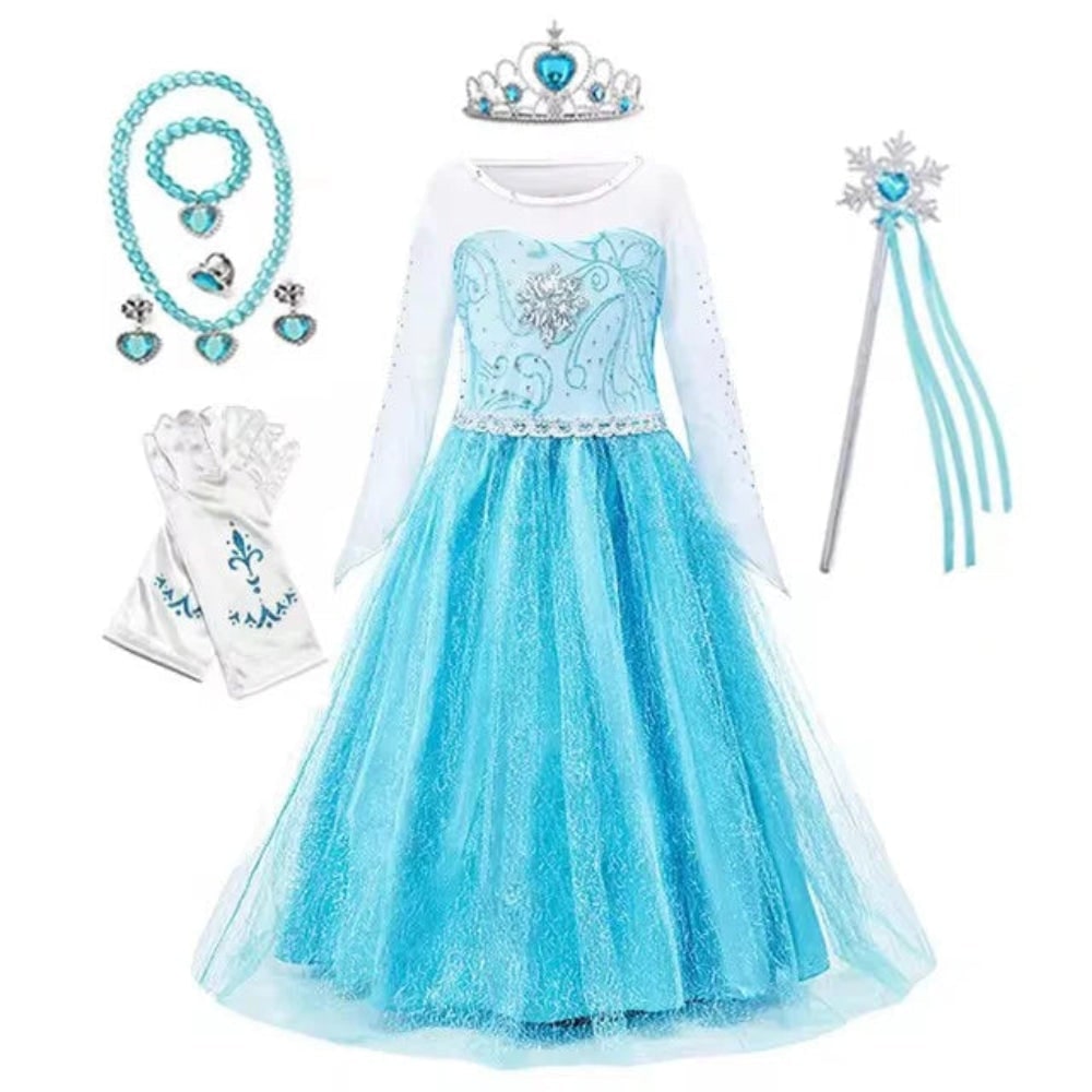 Robe de princesse enfant à jupe en tulle et accessoires