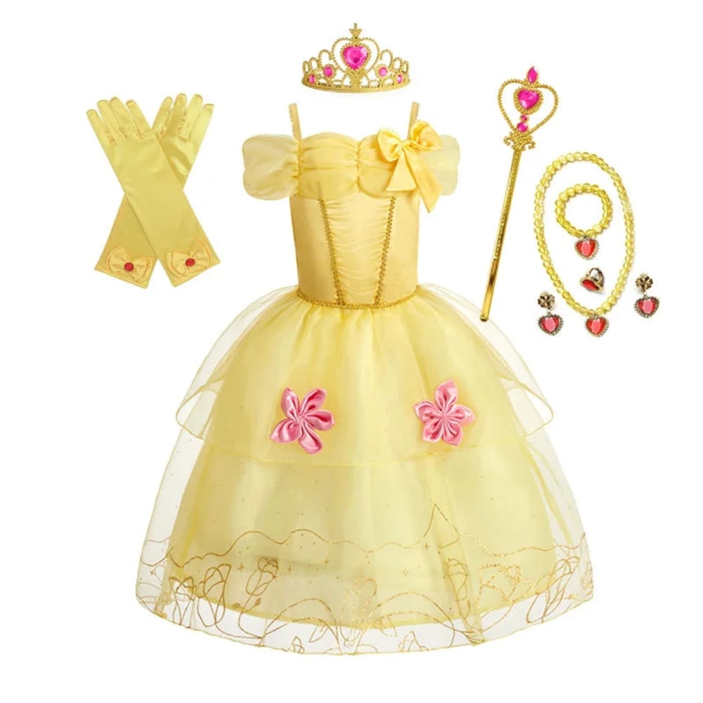 Robe de princesse enfant à jupe en tulle et accessoires