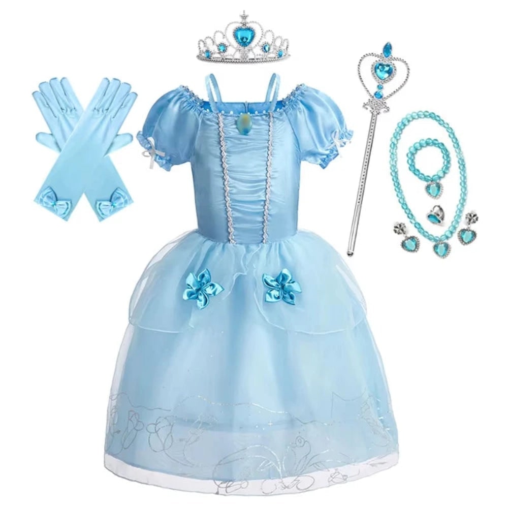 Robe de princesse enfant à jupe en tulle et accessoires