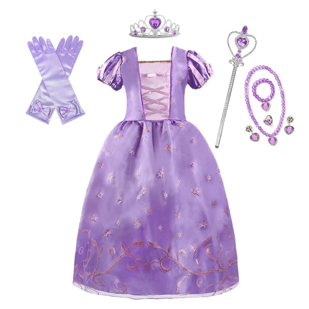 Robe de princesse enfant à jupe en tulle et accessoires