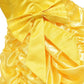 Robe de bal jaune de déguisement avec couronne et sceptre