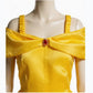 Robe de bal jaune de déguisement avec couronne et sceptre