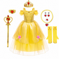 Robe de princesse jaune avec diadème et accessoires