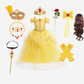 Robe de princesse jaune avec diadème et accessoires