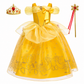 Robe de princesse jaune avec diadème et accessoires
