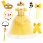 Robe de princesse jaune avec diadème et accessoires