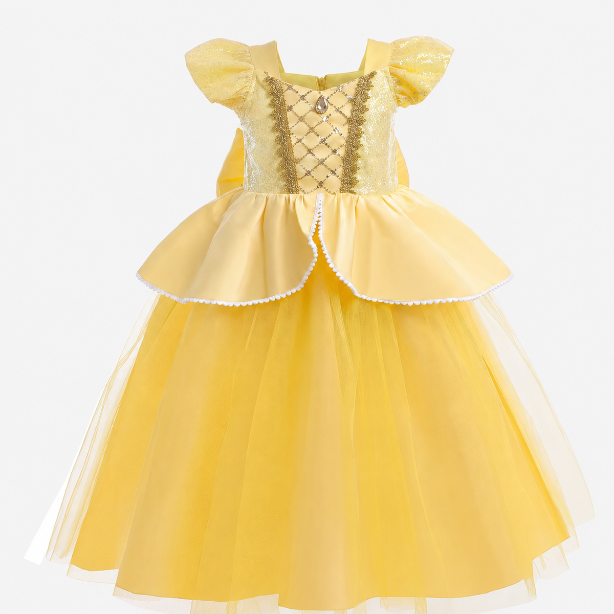 Robe de princesse jaune avec diadème et accessoires
