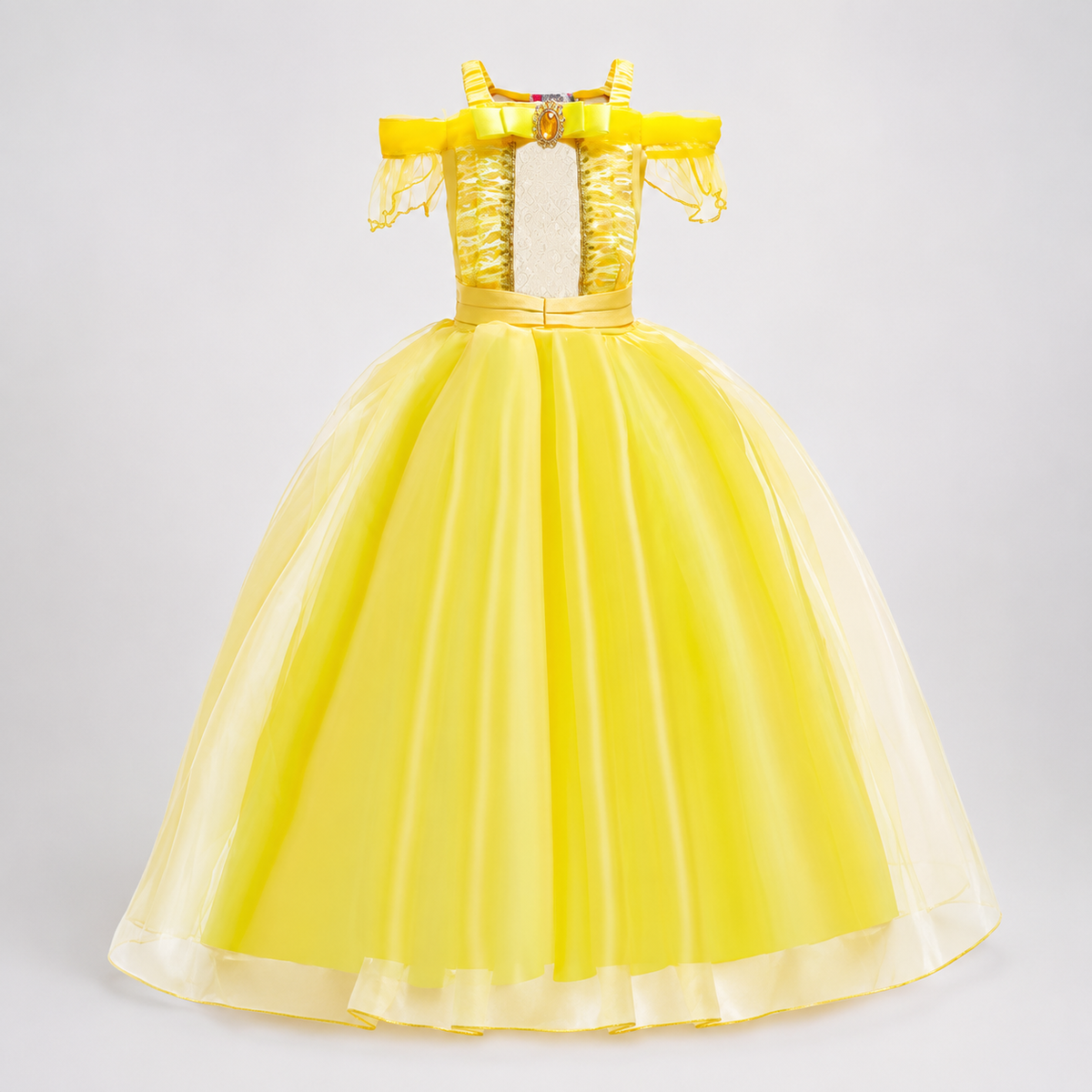Robe de princesse jaune avec diadème et accessoires