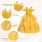 Robe de princesse jaune avec diadème et accessoires