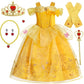Robe de princesse jaune avec diadème et accessoires