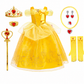 Robe de princesse jaune avec diadème et accessoires