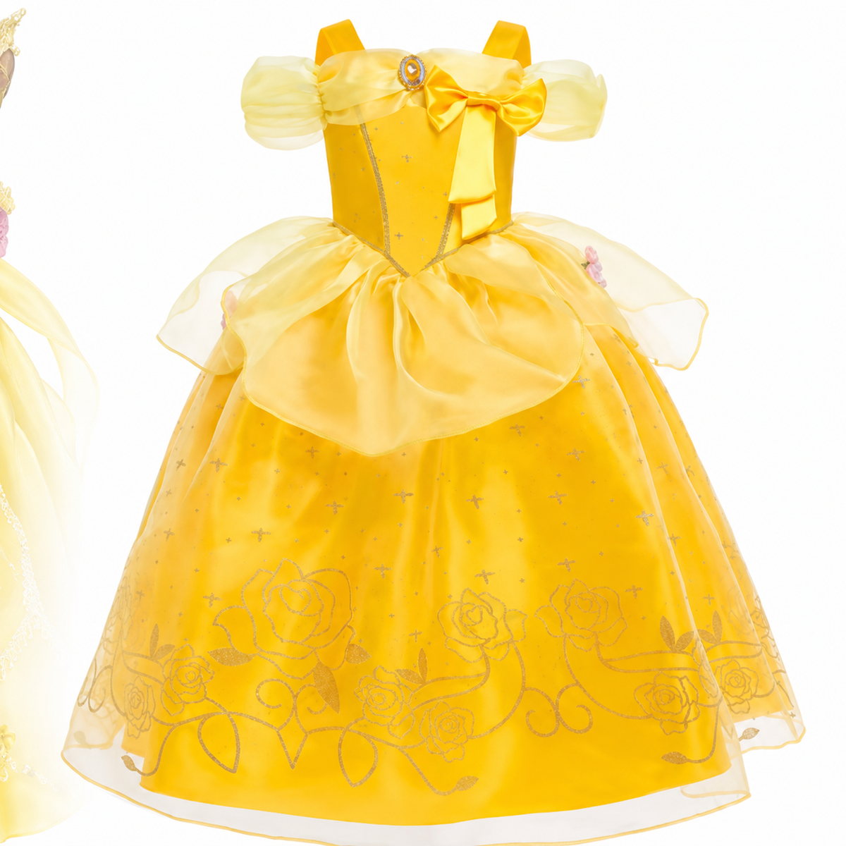 Robe de princesse jaune avec diadème et accessoires