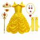 Robe de princesse jaune avec diadème et accessoires
