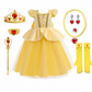 Robe de princesse jaune avec diadème et accessoires