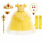 Robe de princesse jaune avec diadème et accessoires