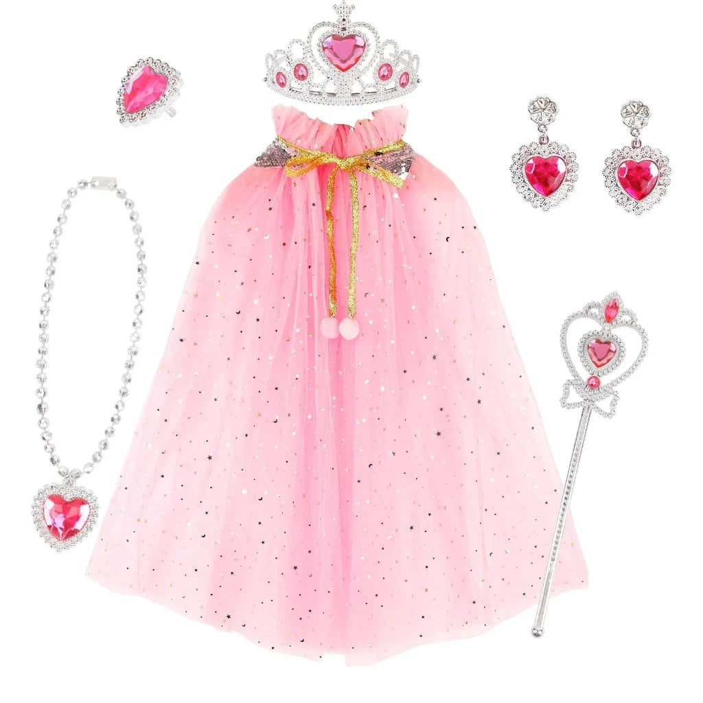 Cape de princesse enfant avec diadème et accessoires
