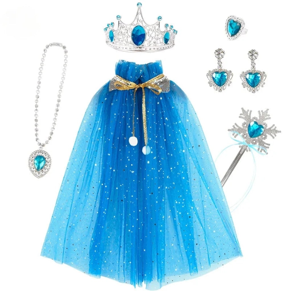 Cape de princesse enfant avec diadème et accessoires