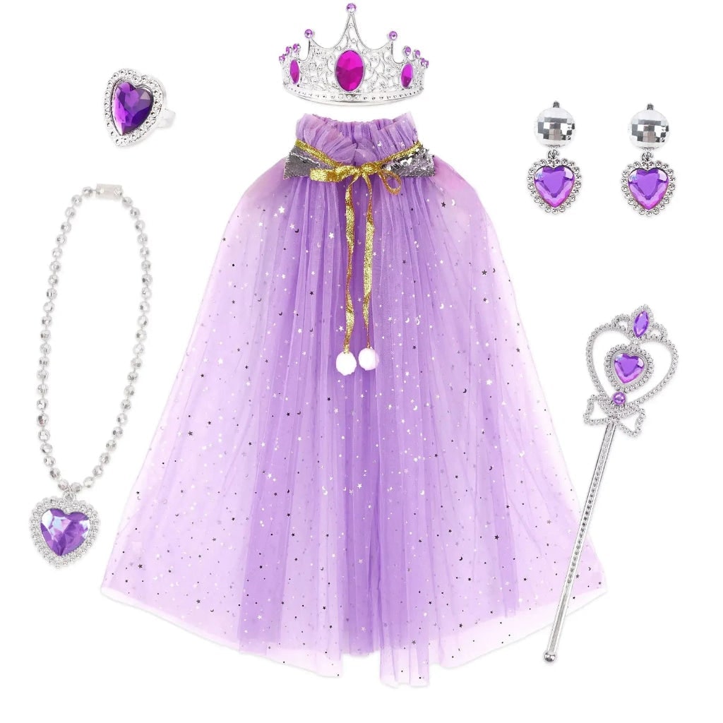 Cape de princesse enfant avec diadème et accessoires
