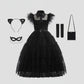 Robe gothique enfant en tulle à étages avec ceinture
