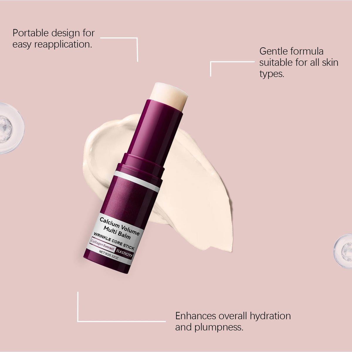 Baume hydratant solide pour visage et cou en stick, 9 g