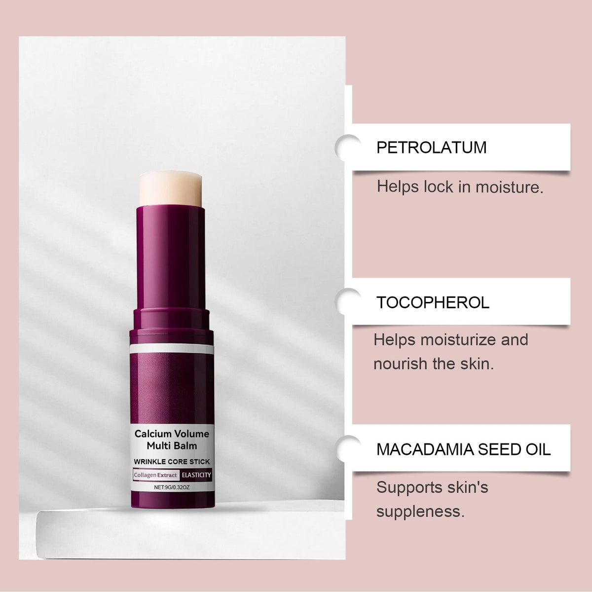 Baume hydratant solide pour visage et cou en stick, 9 g