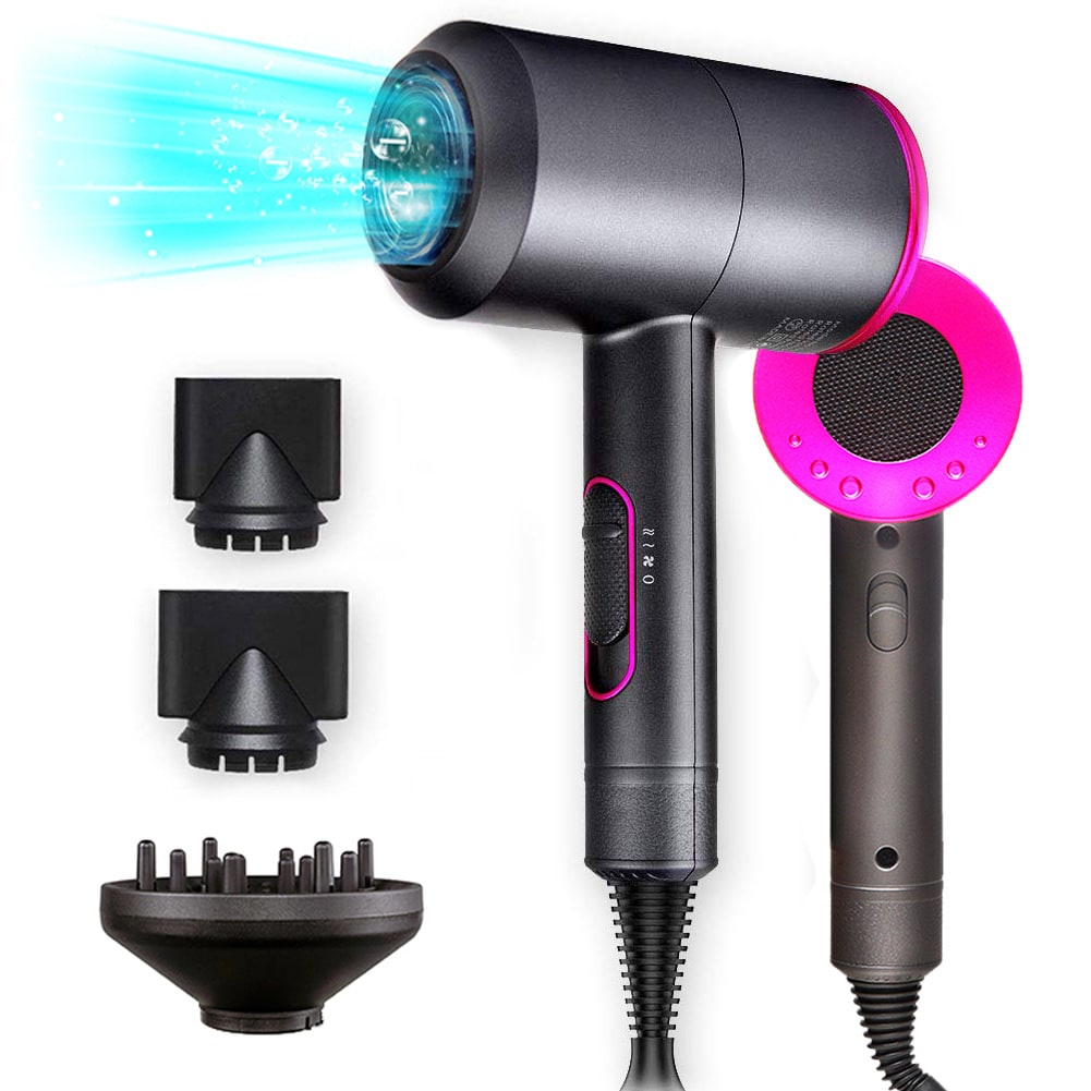 Sèche-cheveux ionique 2 000 W avec diffuseur et deux concentrateurs
