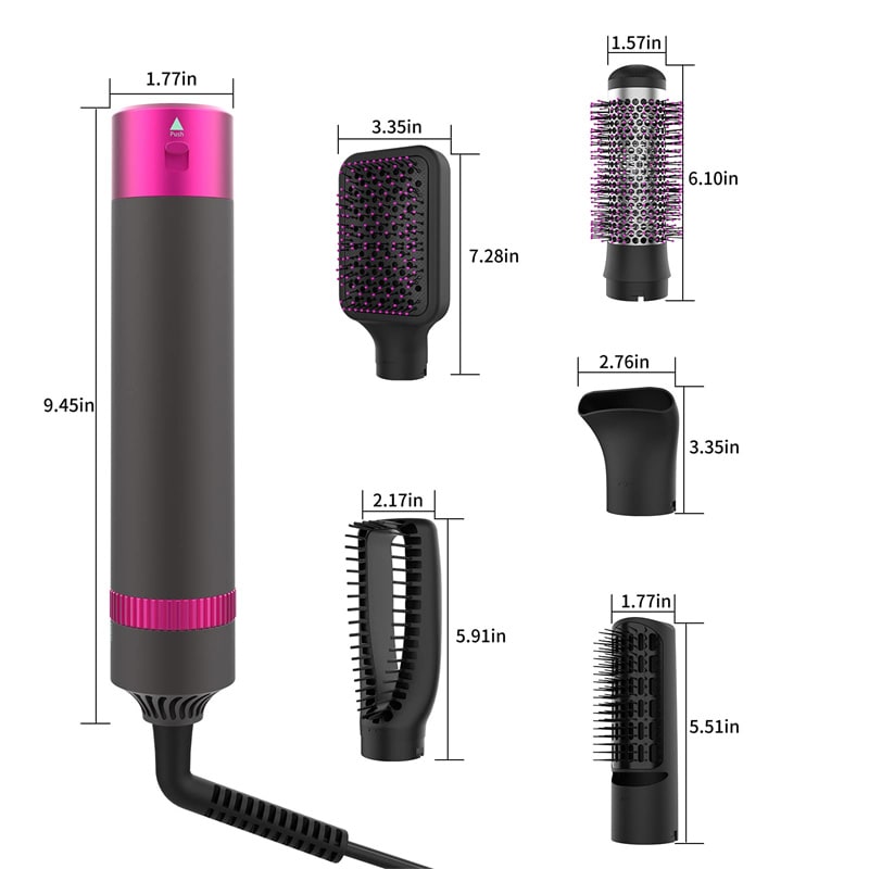Brosse soufflante à cinq embouts interchangeables