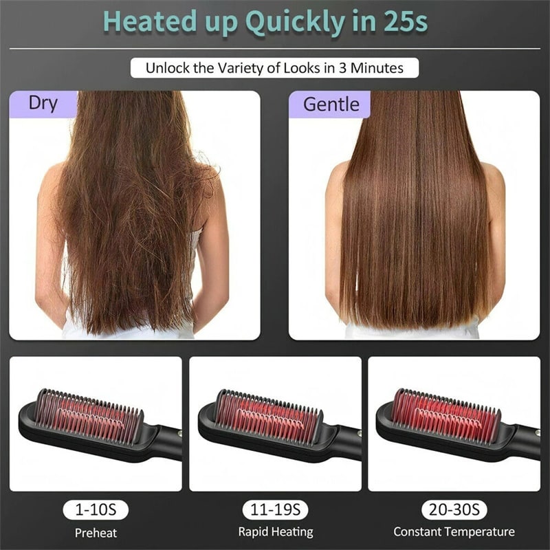 Brosse lissante chauffante à température réglable