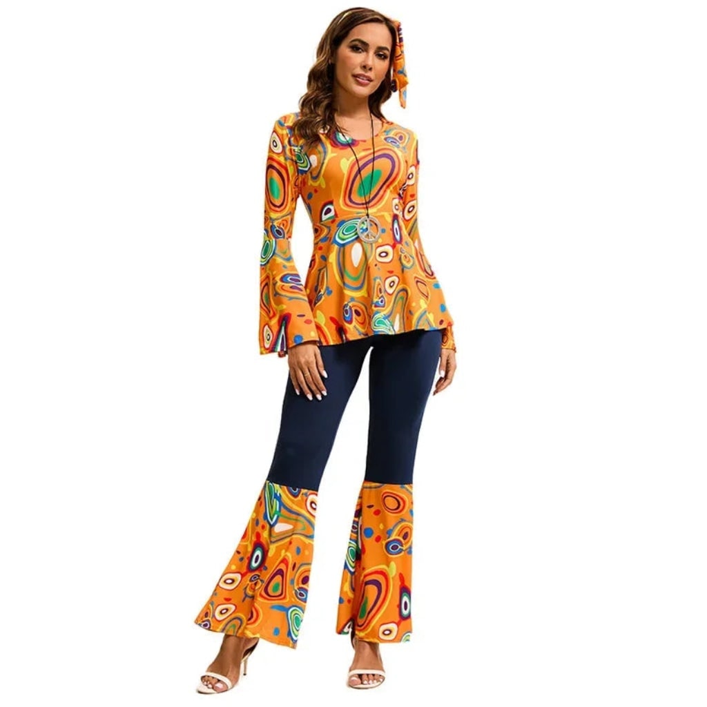 Déguisement hippie des années 70 à pantalon évasé