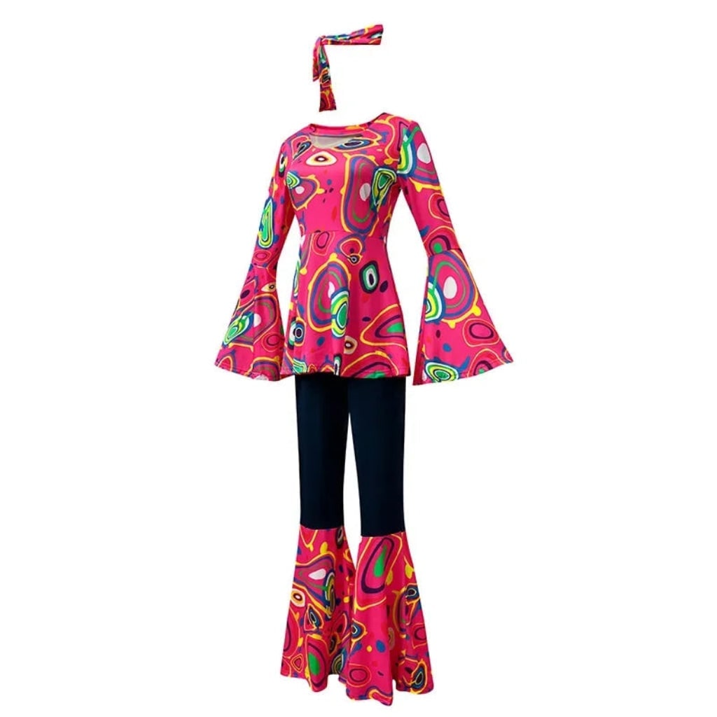 Déguisement hippie des années 70 à pantalon évasé