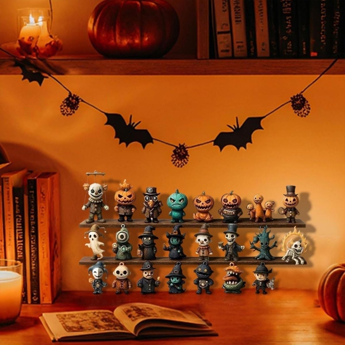 Calendrier d'Halloween à cases et figurines miniatures