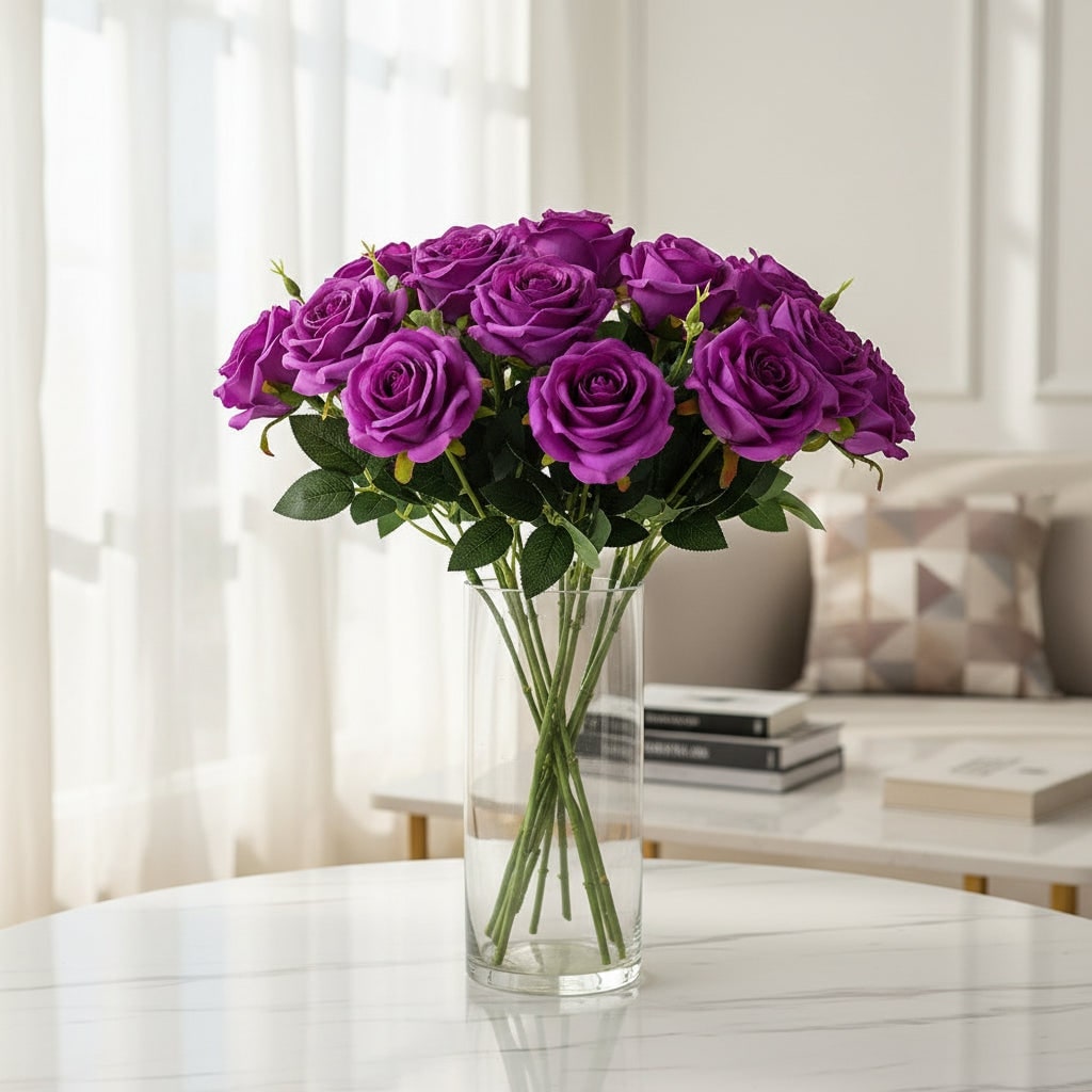 Rose artificielle à longue tige pour décoration