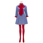 Robe de déguisement bleue à col rouge avec collants