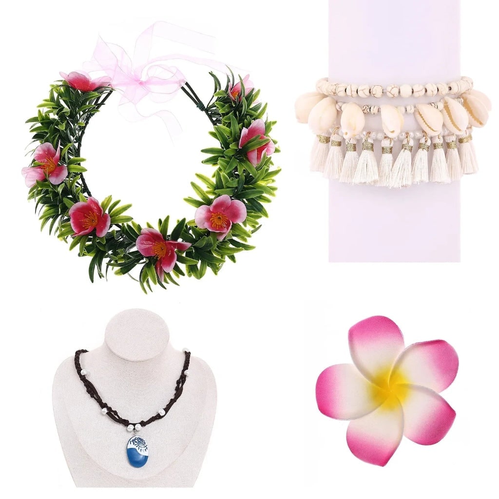 Accessoires de déguisement tropical avec couronne et collier