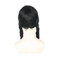Perruque de déguisement à deux tresses et frange droite